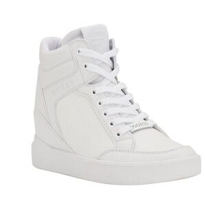 Guess Women's White High-Top Wedge Sneakers Size 7.5